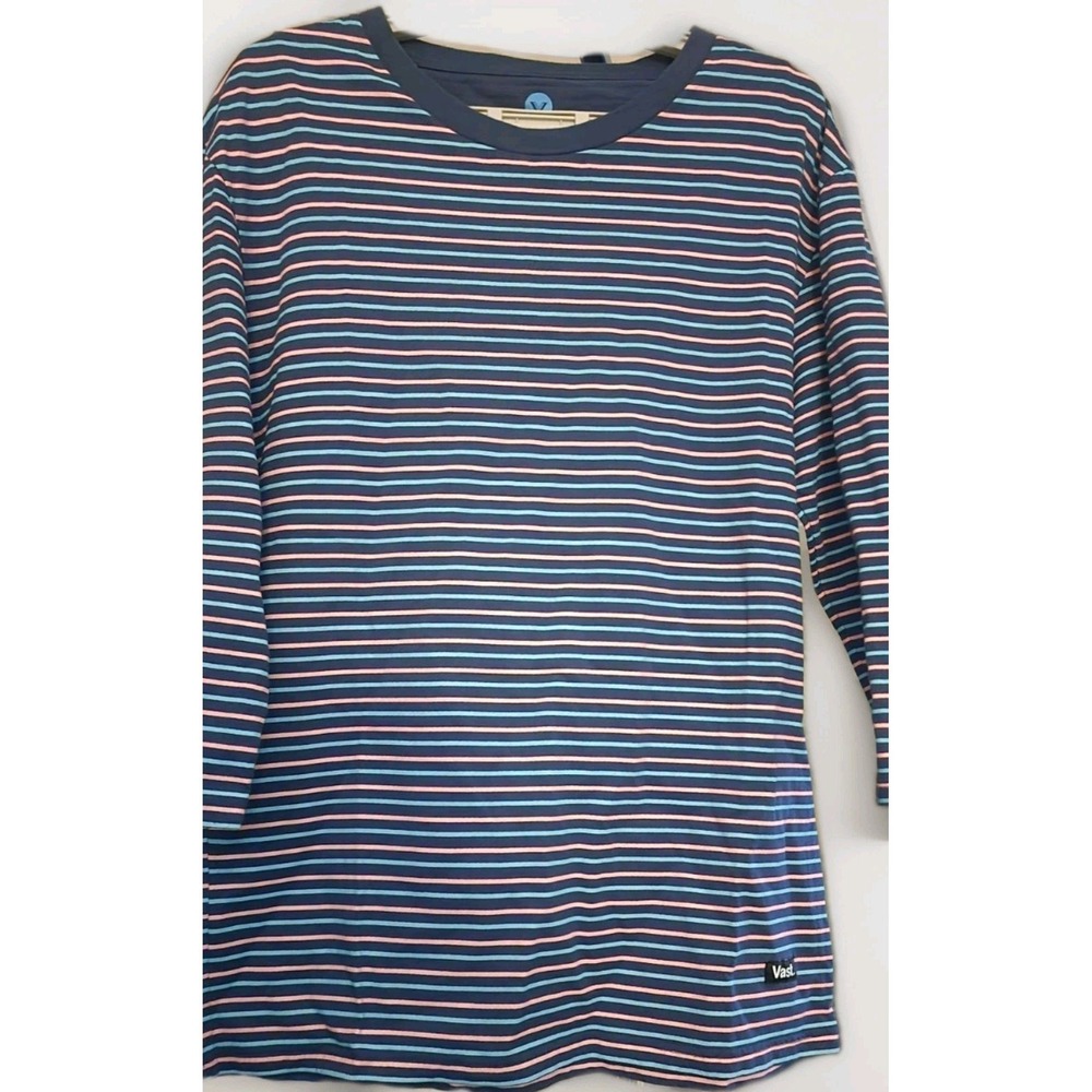 NWT Vast Surfer Tee Shirt Navy Multicolor Stripe Mens Large D50 Raglan New